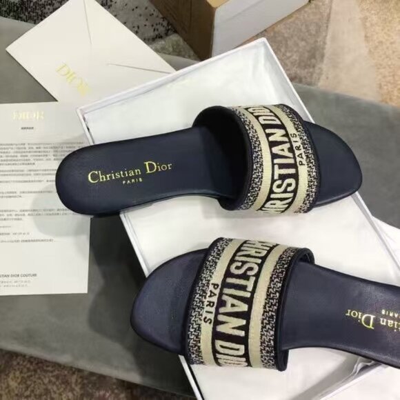 Dior Black and Cream Women's Slippers - Picture 1 of 4